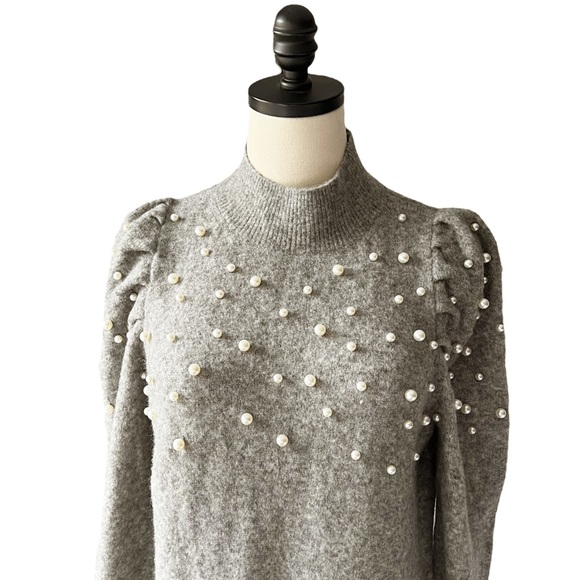 Ann Taylor Pearl Mock Neck Sweater Dress in Grey | M PETITE NWT - Picture 4 of 11